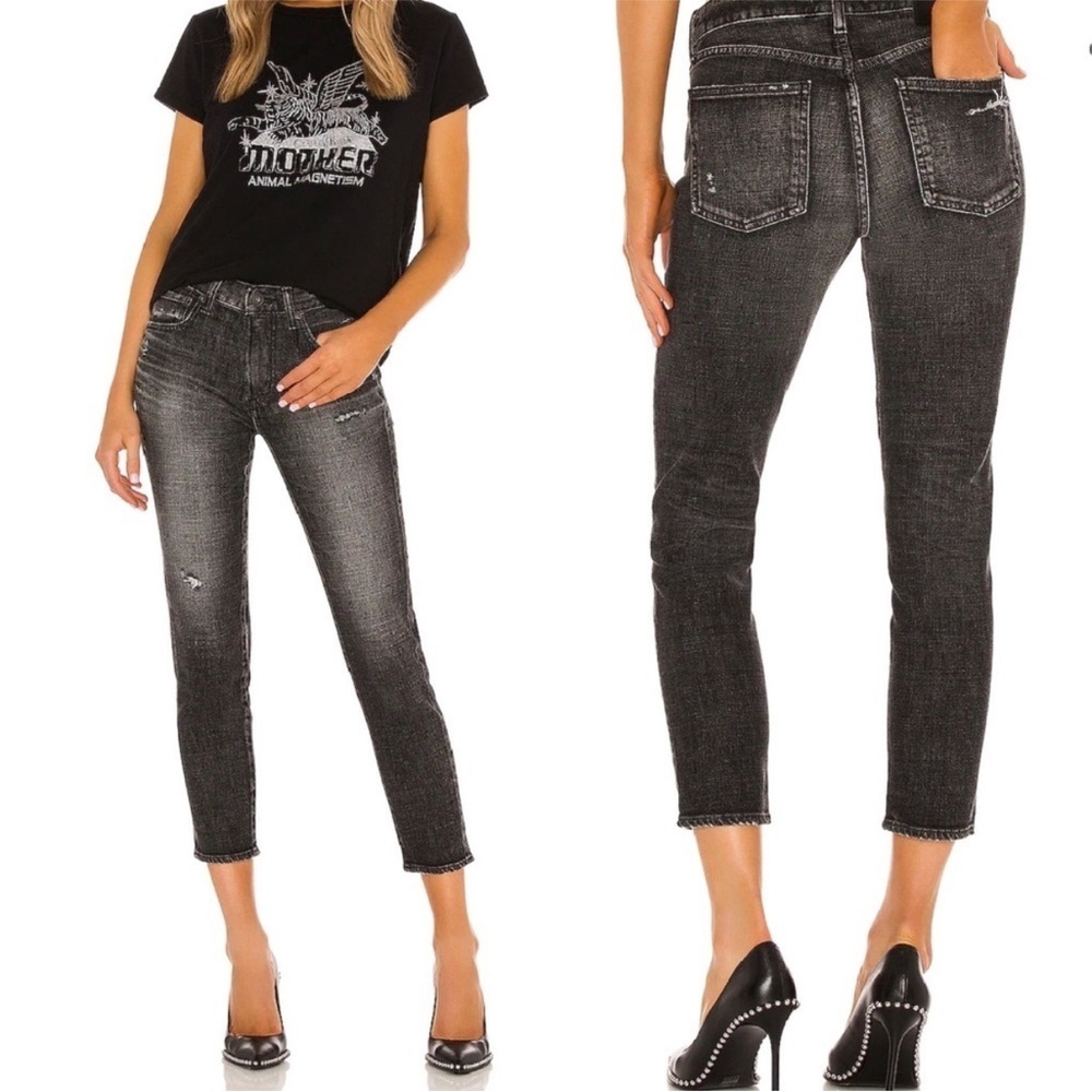 Moussy Vintage Prichard Ankle Cropped Skinny Jeans Faded Black Denim Women’s 26